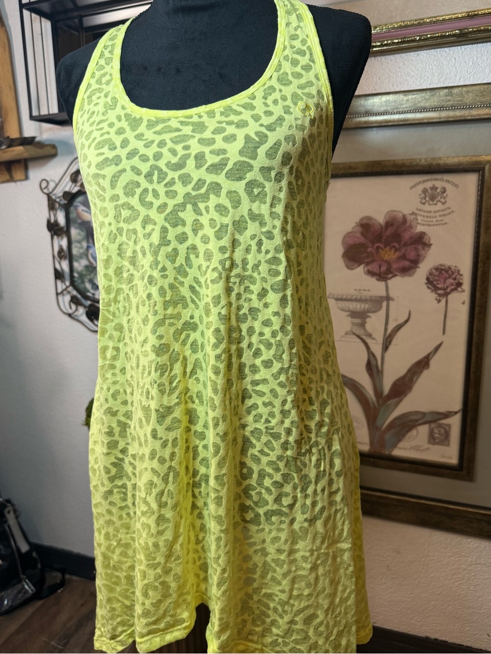 OP Ocean Pacific Neon Lime Animal Print Racerback Tank Top | •Size M (7-9)•